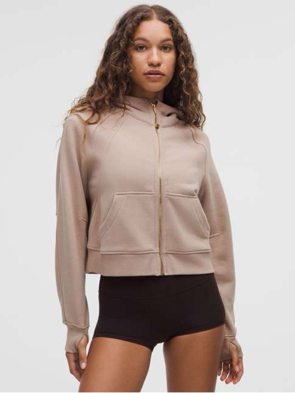 Lululemon Scuba Full Zip Cropped Hoodie Light Brown Size XS/S